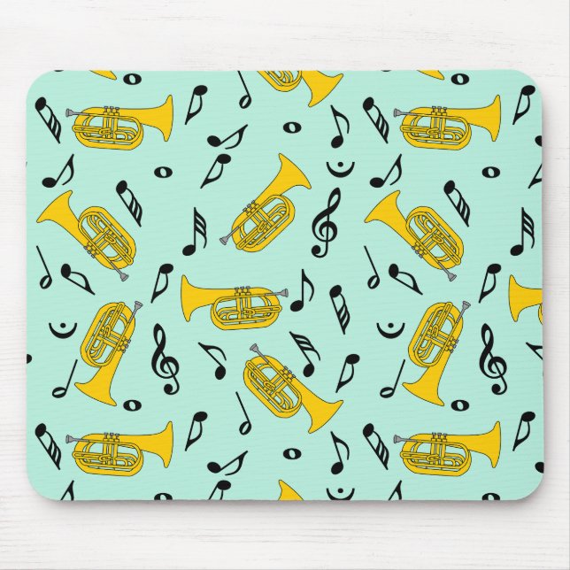 Marching Baritone Music Notes Treble Clefs Mouse Mat (Front)