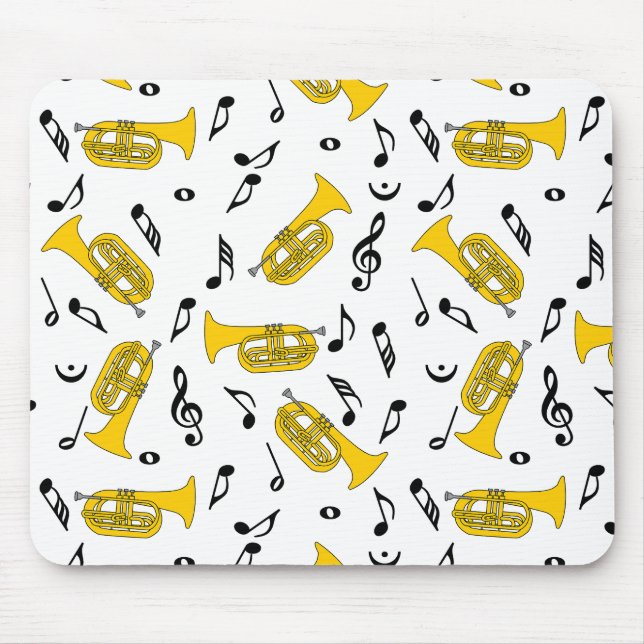 Marching Baritone Music Notes Treble Clefs Mouse Mat (Front)
