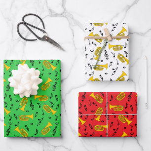 Marching Baritone Music Notes Treble Clefs Wrapping Paper Sheet