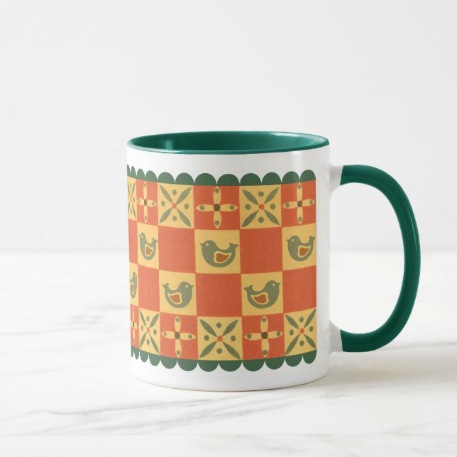 Marching Birds Mug Green (Right)
