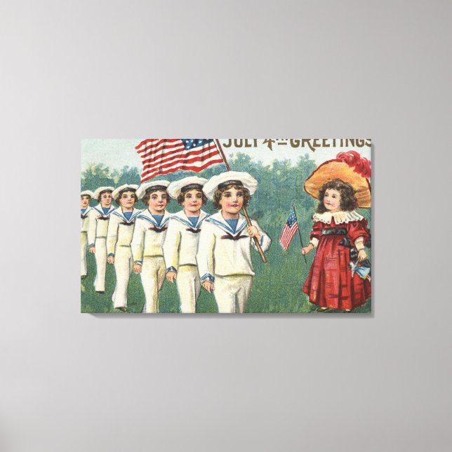 Marching Boys Dressed as Sailors Canvas Print (Front)