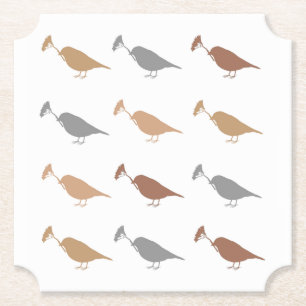 Marching Daisy Bird Design Brown Paper Coaster