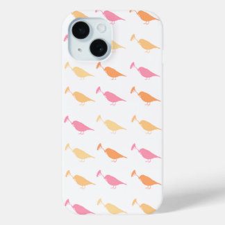Marching Daisy Bird Design Orange Pink iPhone 15 Case