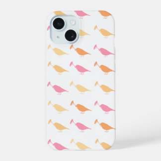Marching Daisy Bird Design Orange Pink iPhone 15 Case