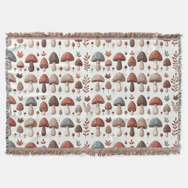 Marching Mushrooms Throw Blanket (Front)