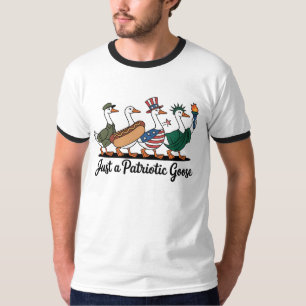 Marching Patriotic Geese T-Shirt Funny 4th of July