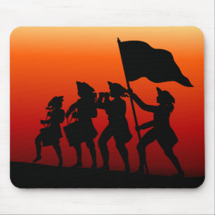 Marching with drums and fife and flag mouse mat
