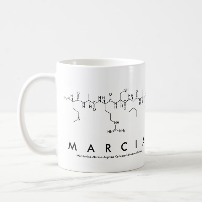 Marcia peptide name mug (Left)