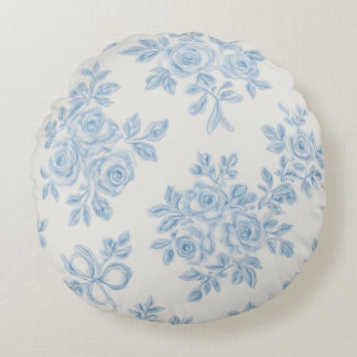 Marcie and Lour Blue Floral Round Cushion