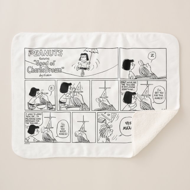 Marcie & Peppermint Patty In The Classroom Sherpa Blanket (Front (Horizontal))