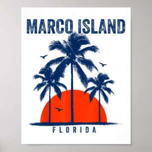 Marco Island Beach Florida Ocean Surfing Surfboard Poster