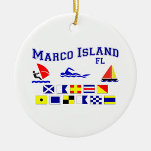 Marco Island FL Signal Flags Ceramic Tree Decoration