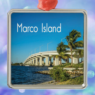Marco Island Florida Bridge Metal Tree Decoration