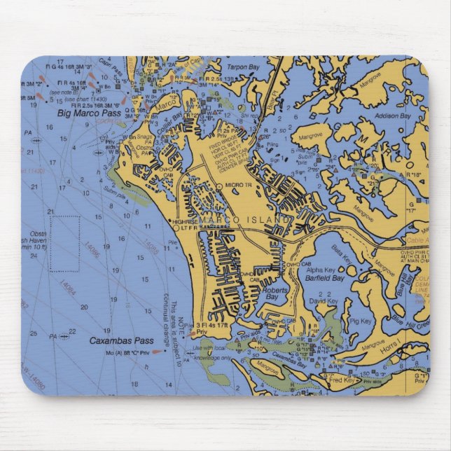 Marco Island, Florida Nautical Chart Mousepad (Front)