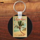 Marco Island Florida Palm Tree Beach Vintage Trave Key Ring (Front)