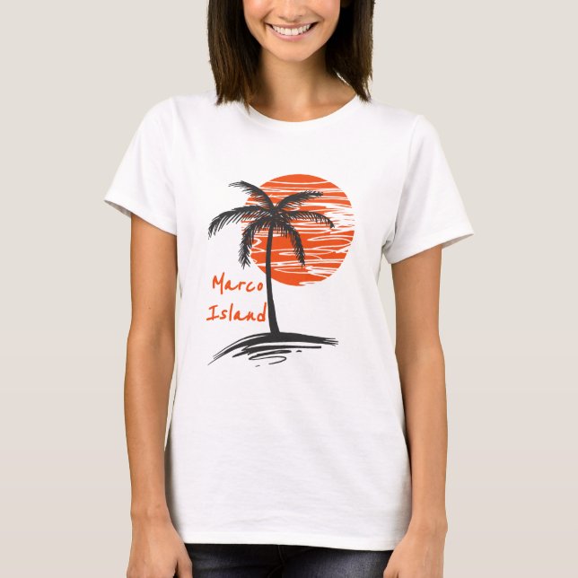 Marco Island Florida Palm Tree T-Shirt (Front)