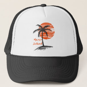 Marco Island Florida Palm Tree Trucker Hat