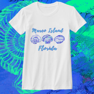 Marco Island Florida Pretty Ocean Blue Seashells T-Shirt