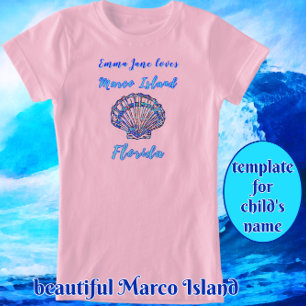Marco Island Florida Pretty Seashell with Name T-Shirt
