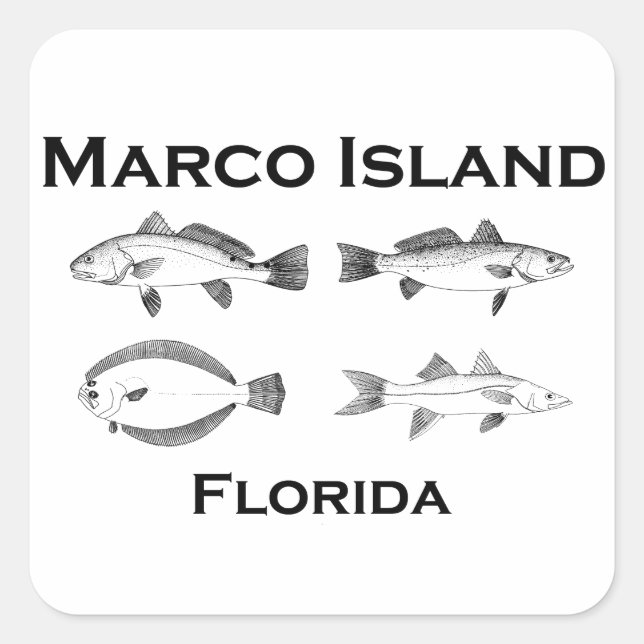 Marco Island Saltwater Fish Square Sticker (Front)