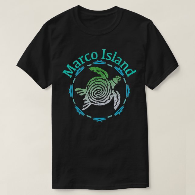 Marco Island  Vintage Tribal Turtle Gift  T-Shirt (Design Front)