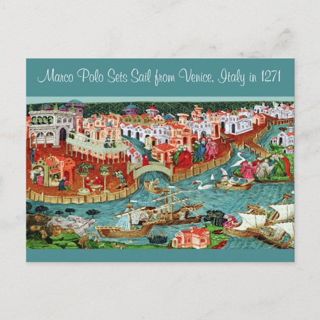 Marco Polo Sets Sail Postcard (Front)