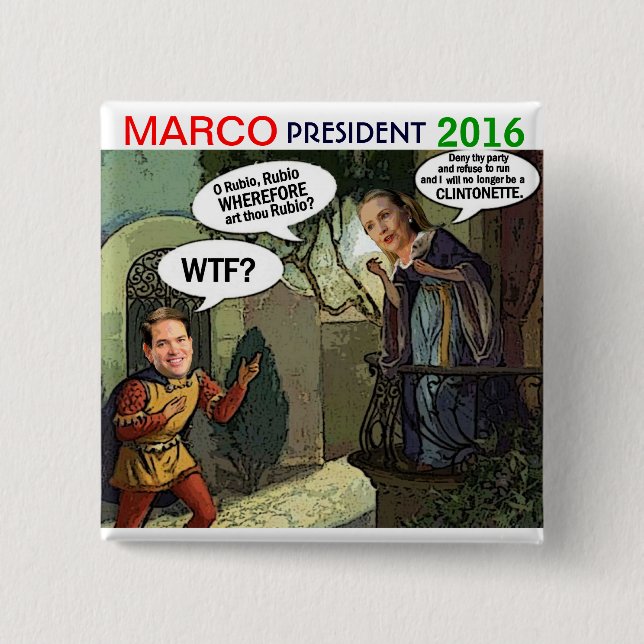 Marco Rubio for President 2016 15 Cm Square Badge (Front)
