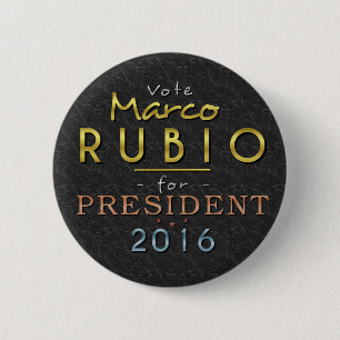 Marco Rubio President 2016 Gold Black Classy 6 Cm Round Badge