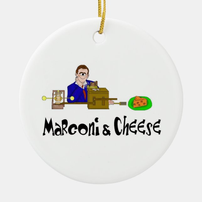 Marconi and Cheese Christmas Ornament (Front)