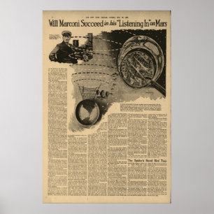 Marconi Listening In On Mars Circa 1922 Poster