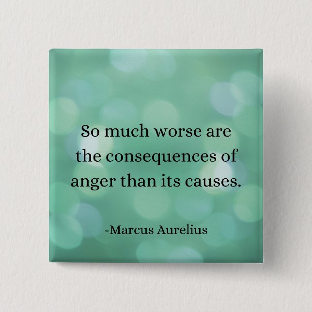 Marcus Aurelius: Conquer Anger, Find Inner Peace 15 Cm Square Badge (Front)