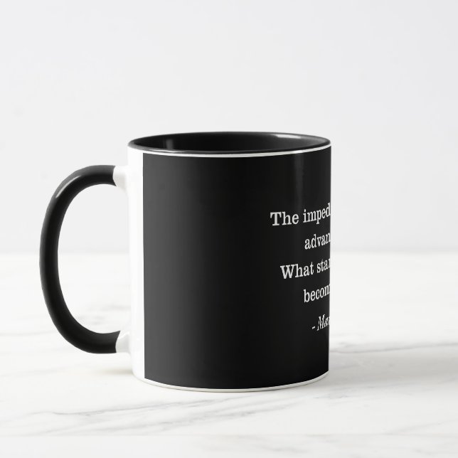 Marcus Aurelius Impediment Stoic Quote T-shirt Mug (Left)