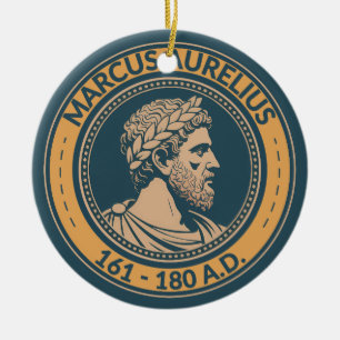 Marcus Aurelius Roman Emperor Illustration Badge Ceramic Tree Decoration