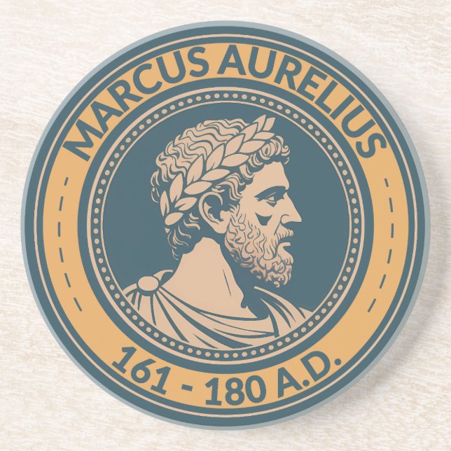 Marcus Aurelius Roman Emperor Illustration Badge Coaster (Front)