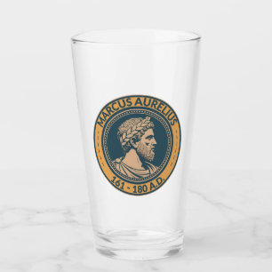 Marcus Aurelius Roman Emperor Illustration Badge Glass