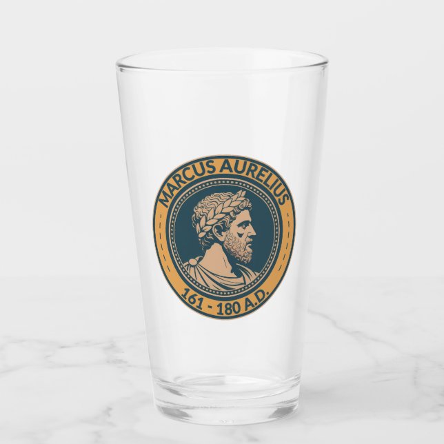 Marcus Aurelius Roman Emperor Illustration Badge Glass (Front)