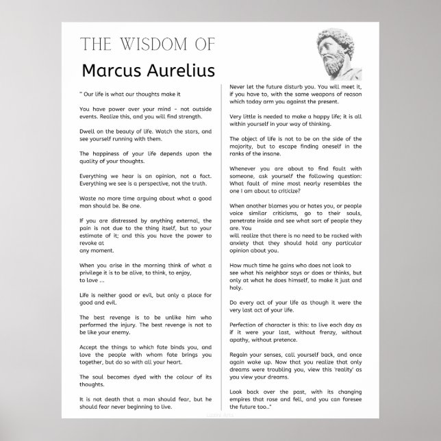Marcus Aurelius Stoic Meditations. The Wisdom of Poster (Front)