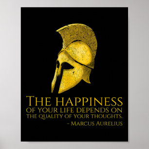 Marcus Aurelius Stoic Quote On Happness - Roman Ph Poster