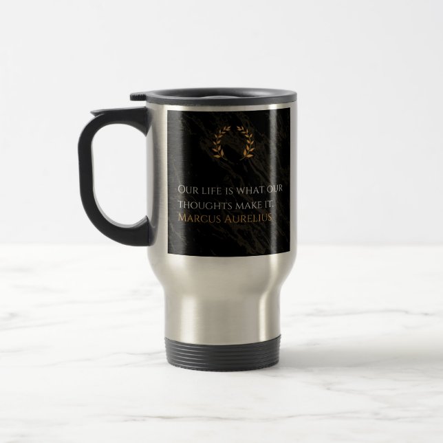 Marcus Aurelius's Truth: Shaping Life Travel Mug (Left)