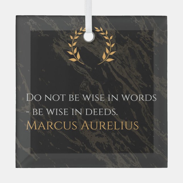 Marcus Aurelius's Wisdom: Actions Speak Loud Glass Tree Decoration (Front)