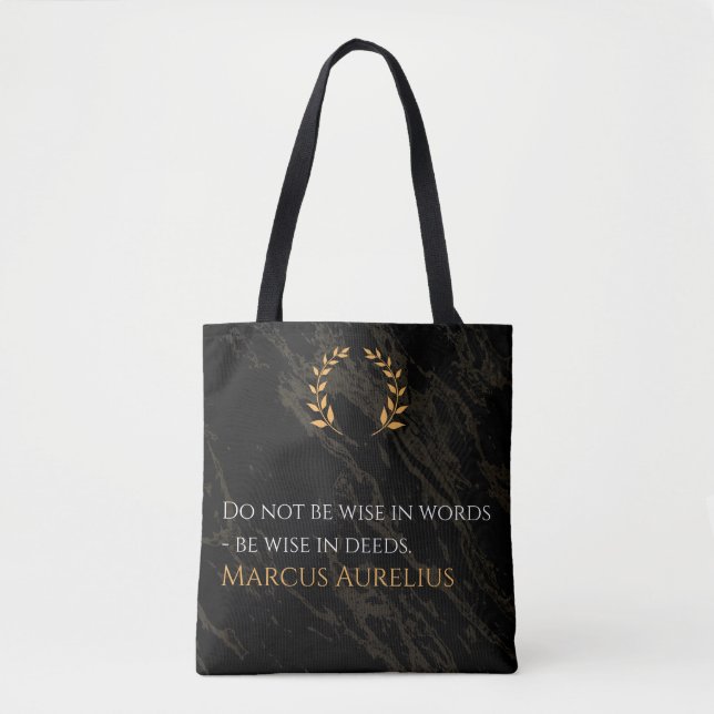Marcus Aurelius's Wisdom: Actions Speak Loud Tote Bag (Front)