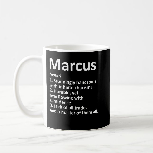 MARCUS Definition Personalised Name Funny Birthday Coffee Mug (Left)