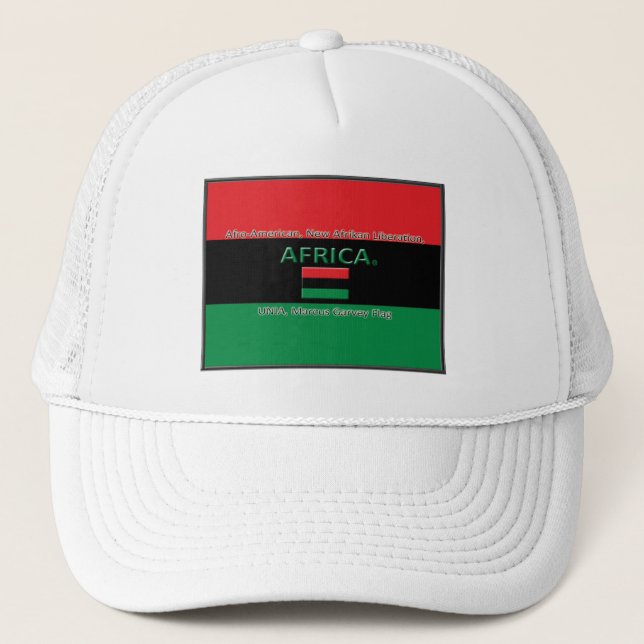Marcus Garvey African Colours Flag Trucker Hat (Front)
