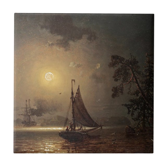 Marcus Larson nocturnal-voyage moon night vintage. Tile (Front)