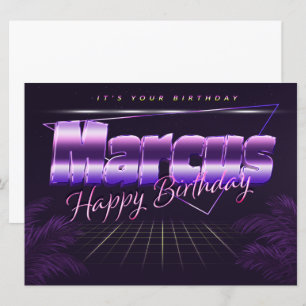 Marcus Name First name lila retro Map Birthday Card