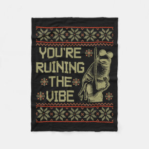 Marcus The Worm Youre Ruining The Vibe Xmas Ugly S Fleece Blanket