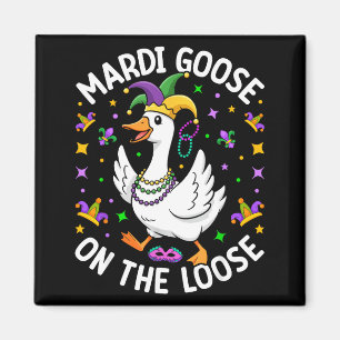 Mardi Goose On The Loose Funny Jester Duck Carniva Magnet
