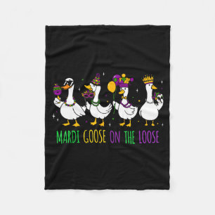 Mardi Goose On The Loose Funny Mardi Gras Louisian Fleece Blanket
