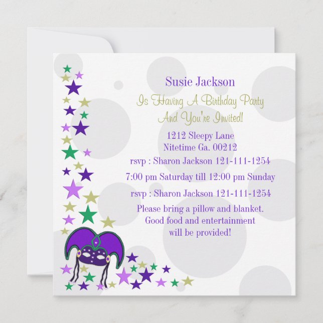 Mardi Gra Party Invitations (Front)