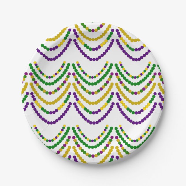 Mardi Grad Beads Paper Plate (Front)